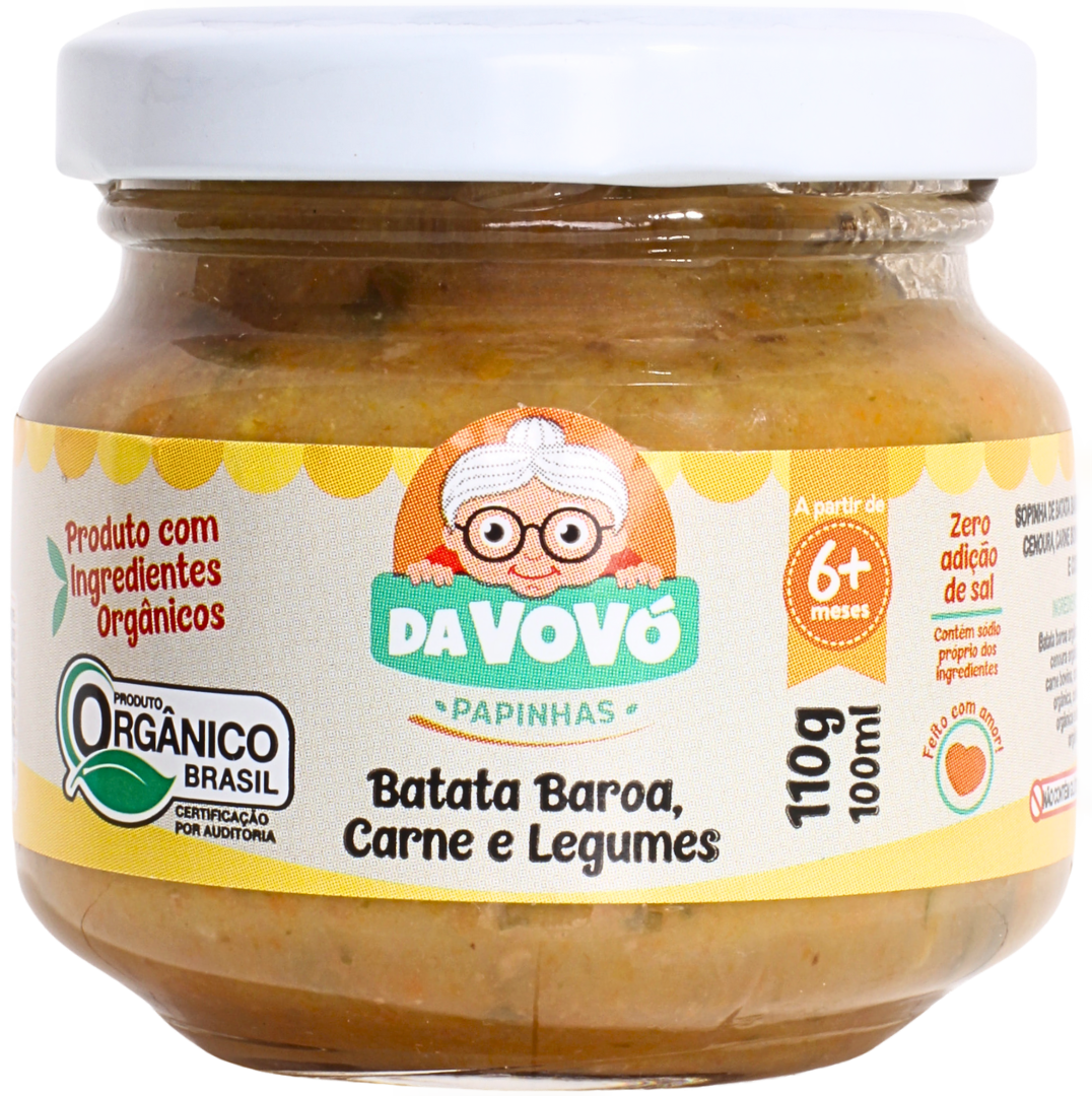 Papinha de Batata Baroa, Carne e Legumes 6+